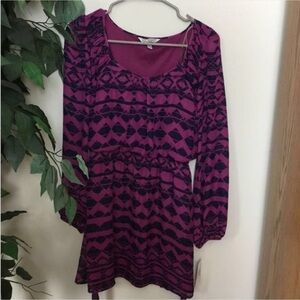 SPEECHLESS dress Womans S tribal chiffon dress w/belt/lined 3/4 sleeve m…
